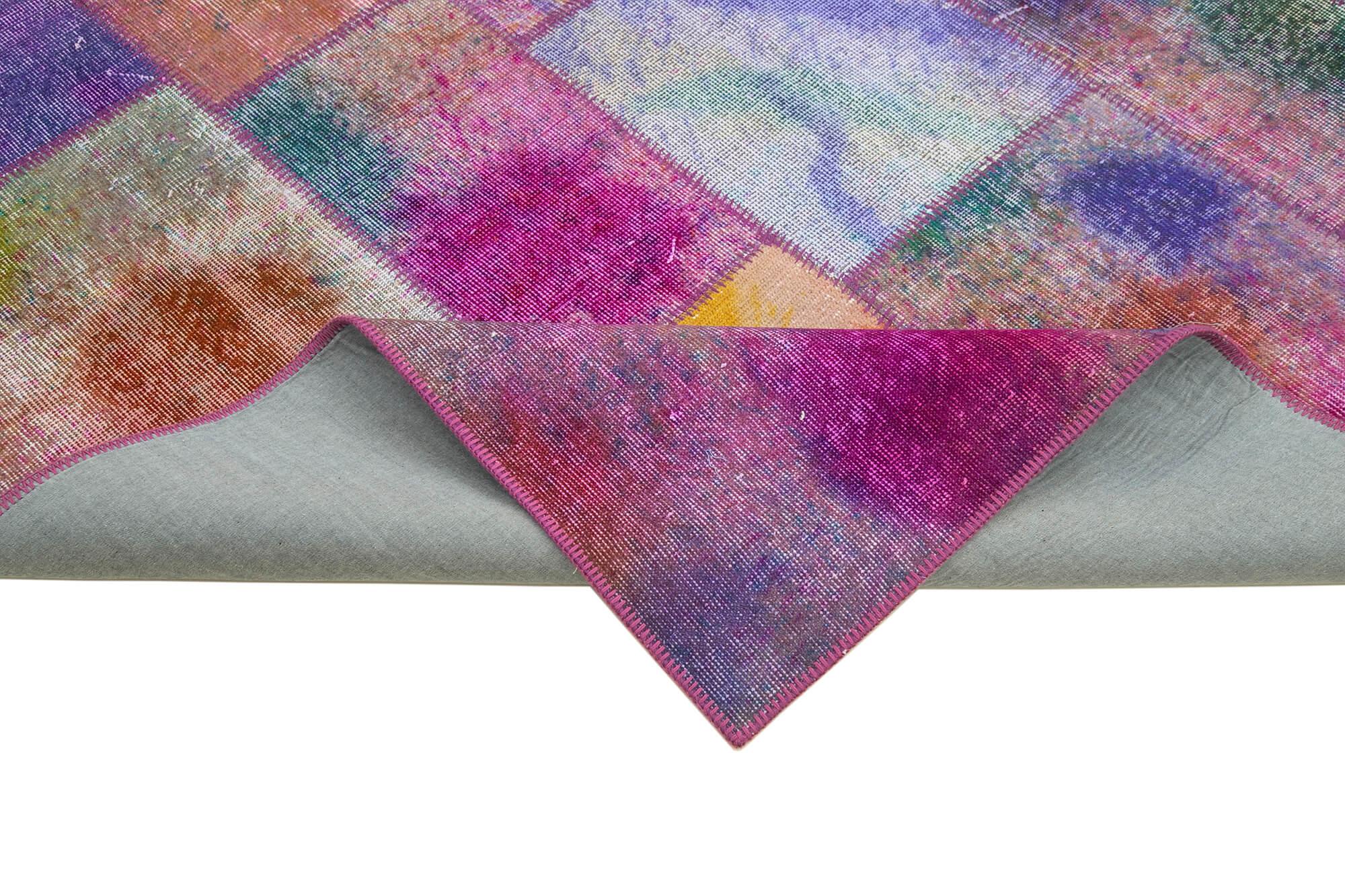 Kırk Yama Gri Patchwork Pamuk Yün El Dokuma Halısı 200x300 Agacan