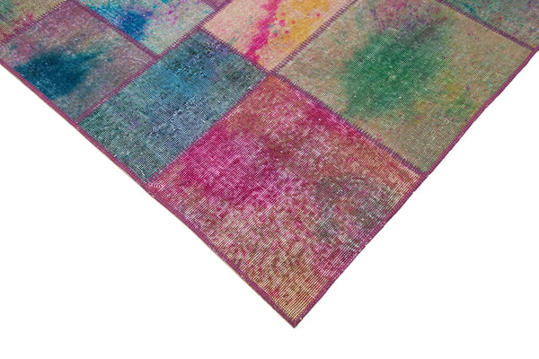 Kırk Yama Gri Patchwork Pamuk Yün El Dokuma Halısı 198x300 Agacan