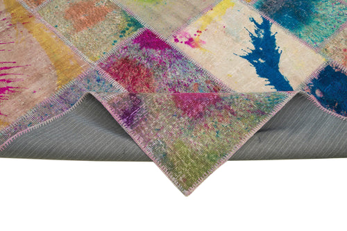 Kırk Yama Gri Patchwork Pamuk Yün El Dokuma Halısı 203x302 Agacan