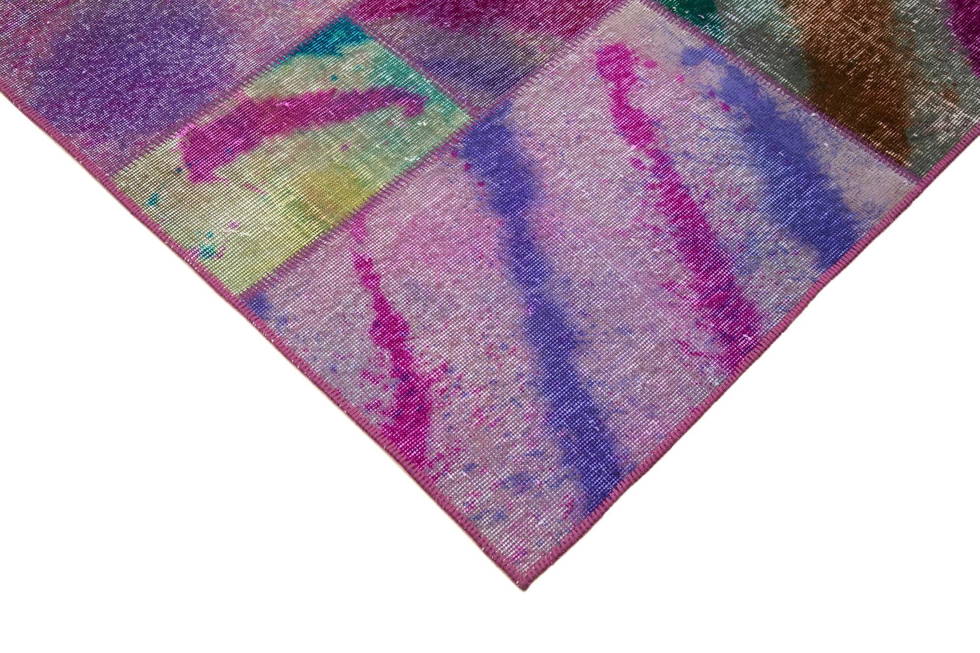 Kırk Yama Gri Patchwork Pamuk Yün El Dokuma Halısı 198x302 Agacan