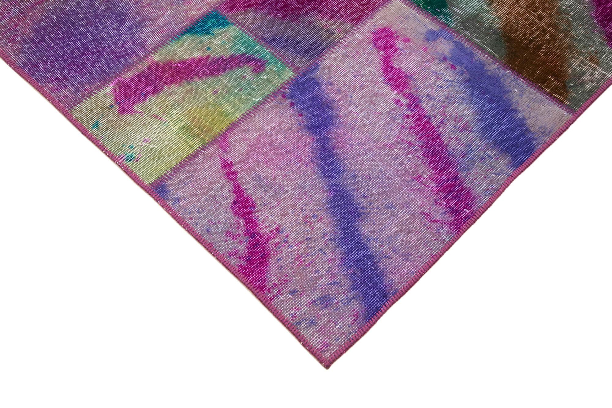 Kırk Yama Gri Patchwork Pamuk Yün El Dokuma Halısı 198x302 Agacan