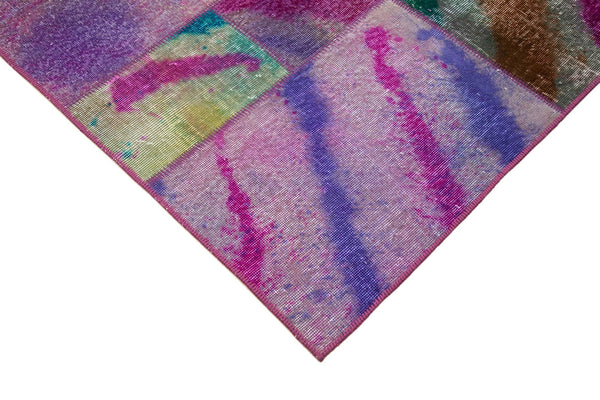 Kırk Yama Gri Patchwork Pamuk Yün El Dokuma Halısı 198x302 Agacan