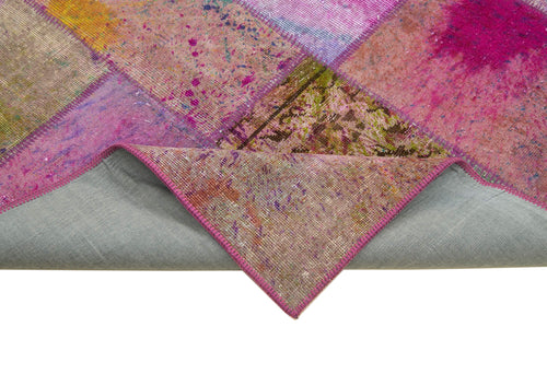 Kırk Yama Gri Patchwork Pamuk Yün El Dokuma Halısı 198x302 Agacan