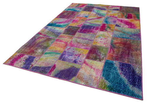 Kırk Yama Gri Patchwork Pamuk Yün El Dokuma Halısı 202x300 Agacan