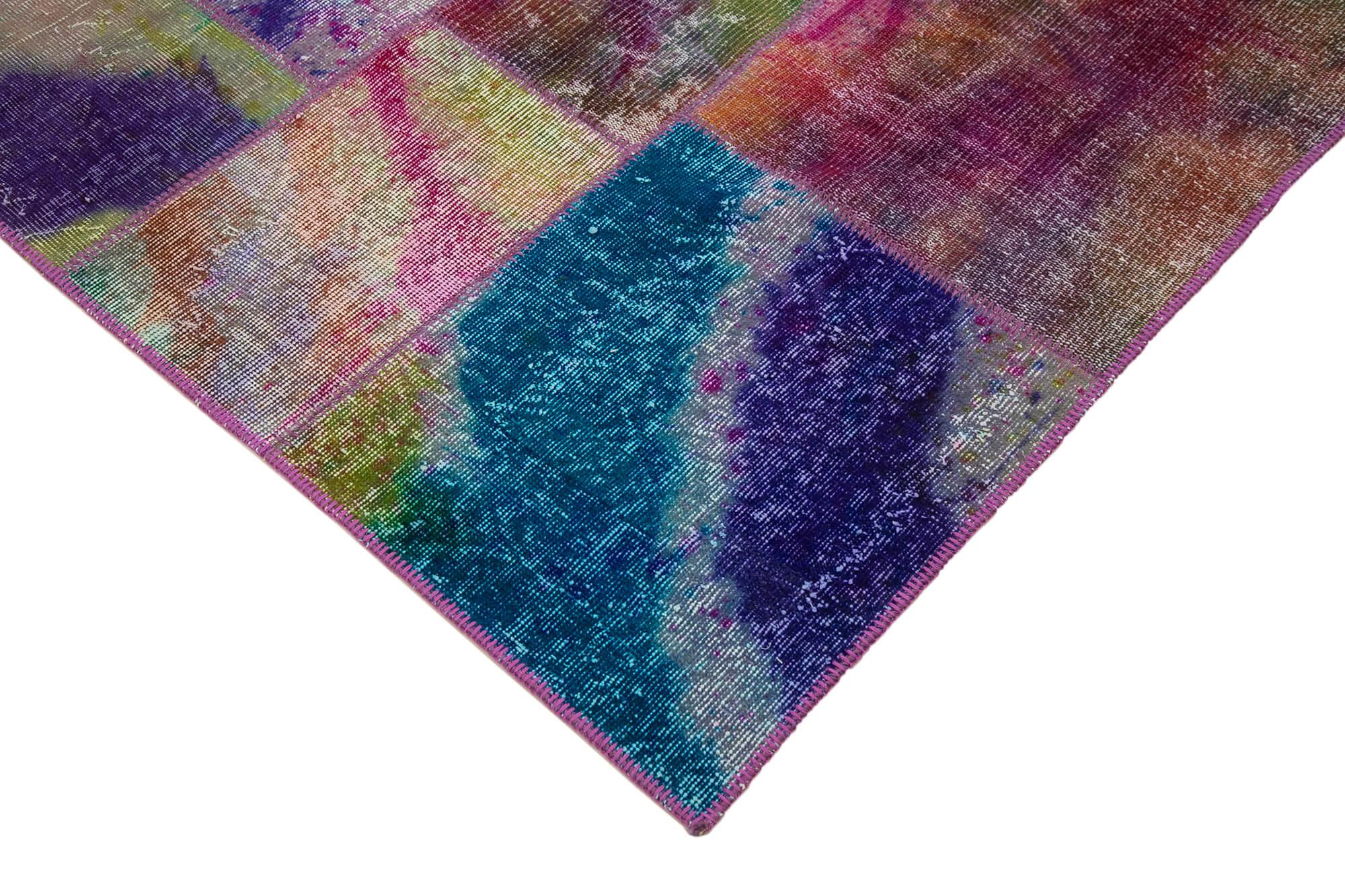 Kırk Yama Gri Patchwork Pamuk Yün El Dokuma Halısı 202x300 Agacan