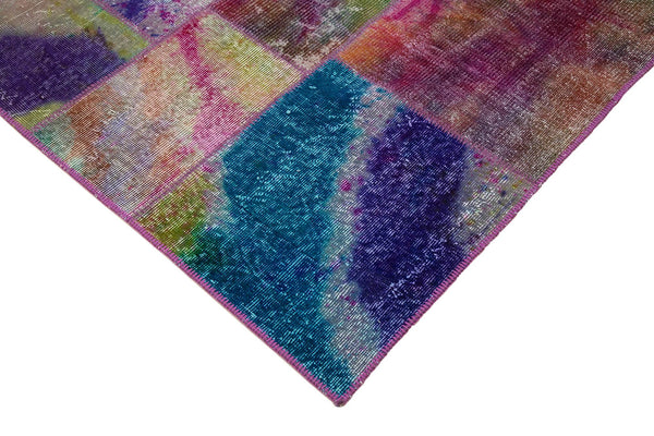 Kırk Yama Gri Patchwork Pamuk Yün El Dokuma Halısı 202x300 Agacan