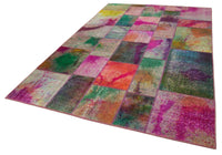 6 Metrekare El Dokuma Yün Halı Patchwork Çok Renkli Pembe 198x302 cm 31363