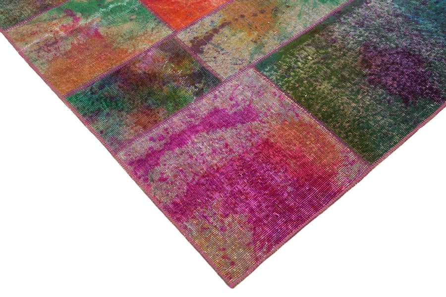 6 Metrekare El Dokuma Yün Halı Patchwork Çok Renkli Pembe 198x302 cm 31363 – Oturma odası kullanımı