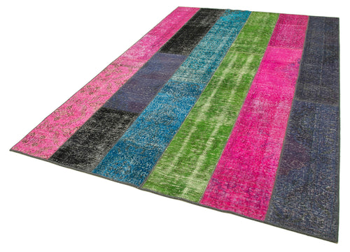 Kırk Yama Gri Patchwork Pamuk Yün El Dokuma Halısı 200x300 Agacan