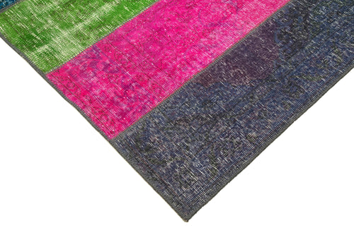 Kırk Yama Gri Patchwork Pamuk Yün El Dokuma Halısı 200x300 Agacan