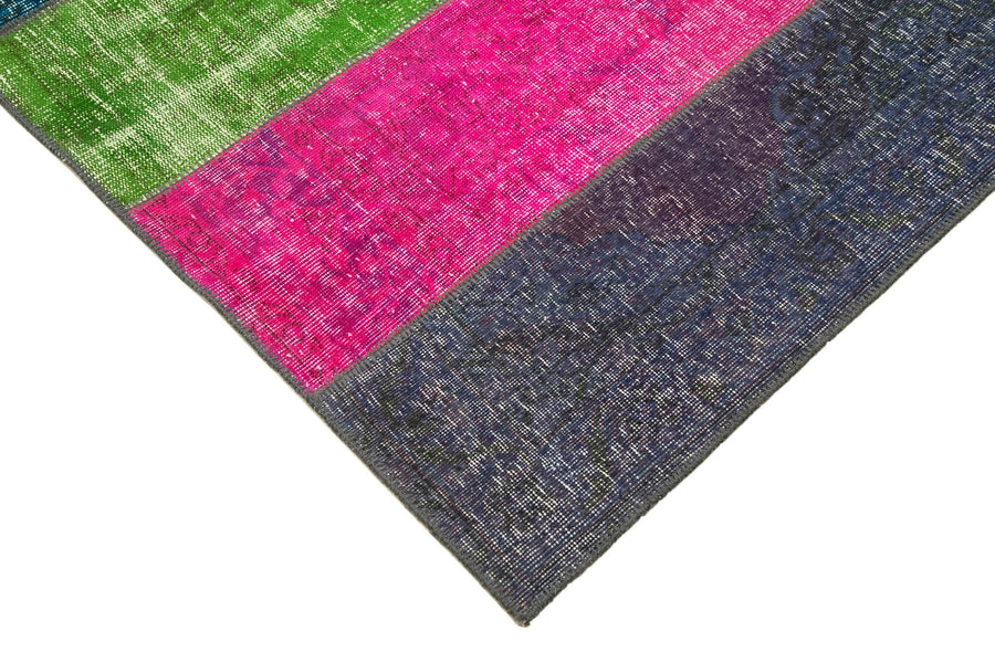 Çok Renkli Geometrik Yün Patchwork El Dokuma Halı 200x300 cm – Oturma odası kullanımı