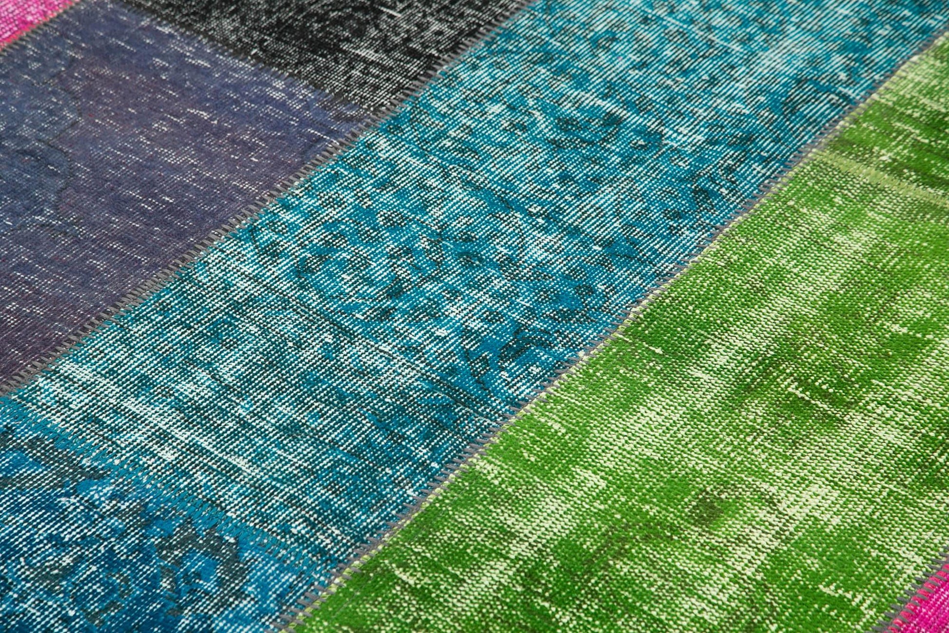 Kırk Yama Gri Patchwork Pamuk Yün El Dokuma Halısı 200x300 Agacan