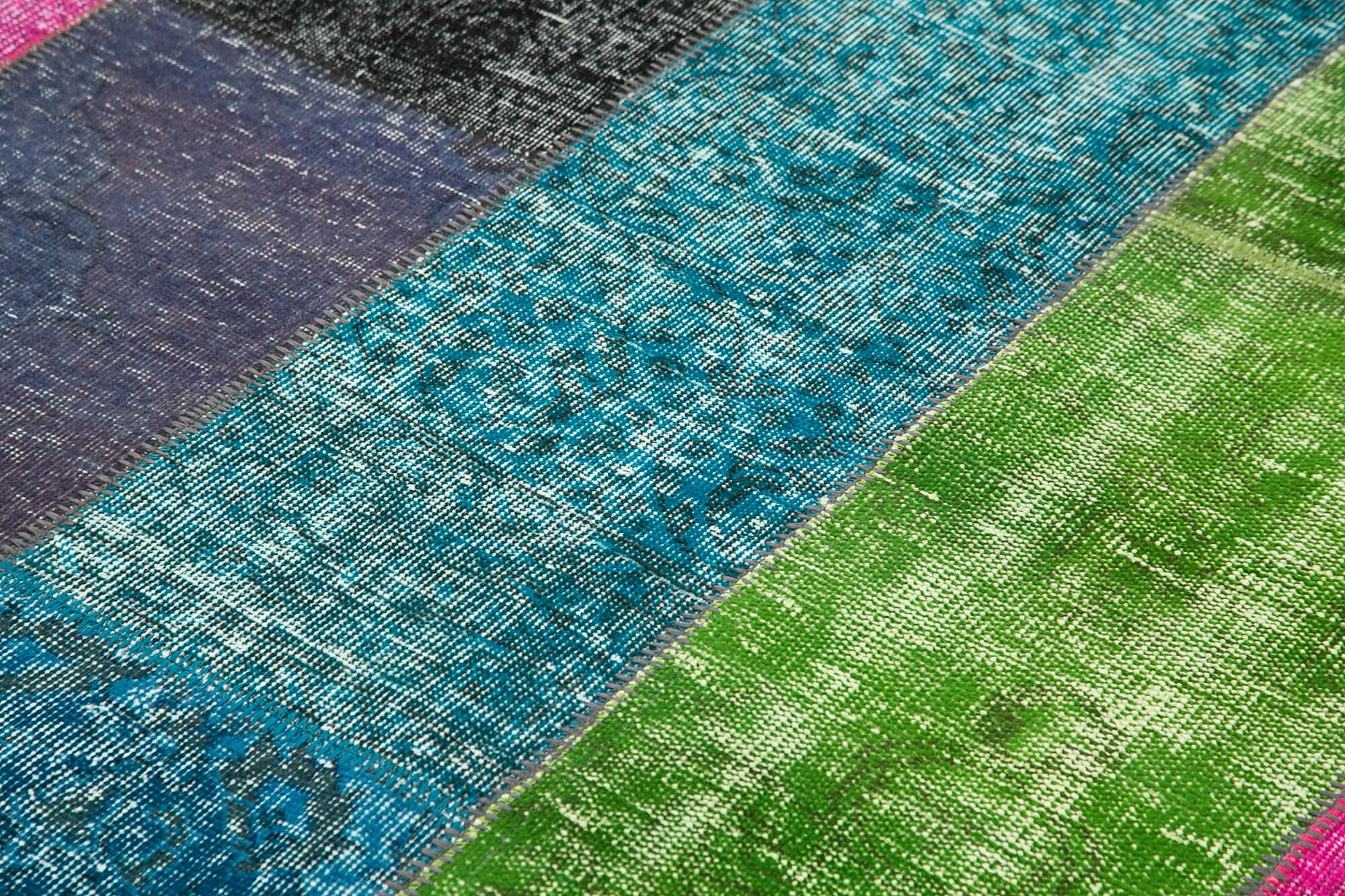 Kırk Yama Gri Patchwork Pamuk Yün El Dokuma Halısı 200x300 Agacan