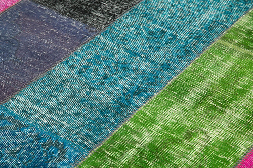 Kırk Yama Gri Patchwork Pamuk Yün El Dokuma Halısı 200x300 Agacan