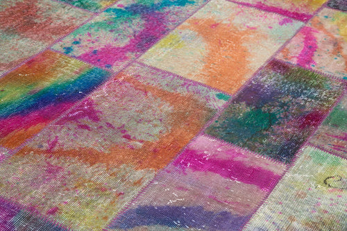 Kırk Yama Gri Patchwork Pamuk Yün El Dokuma Halısı 200x300 Agacan
