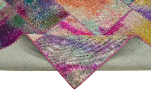 Kırk Yama Gri Patchwork Pamuk Yün El Dokuma Halısı 200x300 Agacan