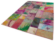 Kırk Yama Gri Patchwork Pamuk Yün El Dokuma Halısı 198x300 Agacan