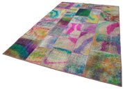 Kırk Yama Gri Patchwork Pamuk Yün El Dokuma Halısı 198x301 Agacan