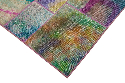 Kırk Yama Gri Patchwork Pamuk Yün El Dokuma Halısı 198x301 Agacan