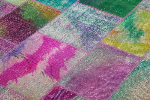 Kırk Yama Gri Patchwork Pamuk Yün El Dokuma Halısı 198x301 Agacan