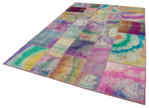 Kırk Yama Gri Patchwork Pamuk Yün El Dokuma Halısı 197x301 Agacan