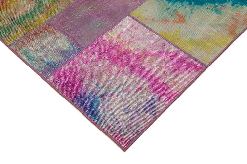 Kırk Yama Gri Patchwork Pamuk Yün El Dokuma Halısı 197x301 Agacan