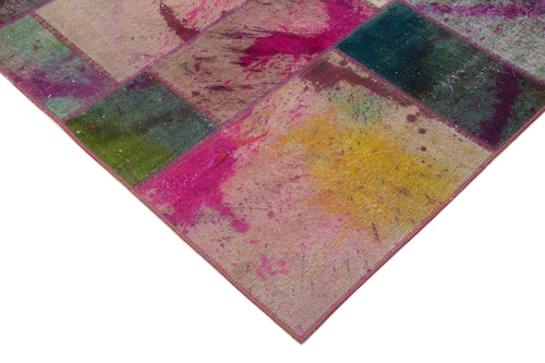 Kırk Yama Gri Patchwork Pamuk Yün El Dokuma Halısı 198x300 Agacan