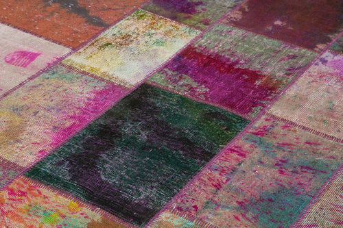 Kırk Yama Gri Patchwork Pamuk Yün El Dokuma Halısı 198x300 Agacan