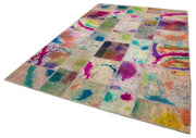Kırk Yama Gri Patchwork Pamuk Yün El Dokuma Halısı 204x302 Agacan