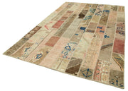 Kırk Yama Bej Patchwork Pamuk Yün El Dokuma Halısı 201x300 Agacan