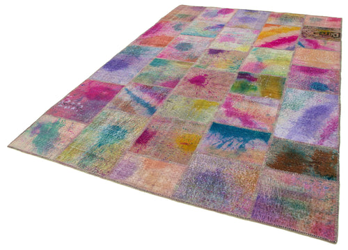 Kırk Yama Gri Patchwork Pamuk Yün El Dokuma Halısı 200x302 Agacan