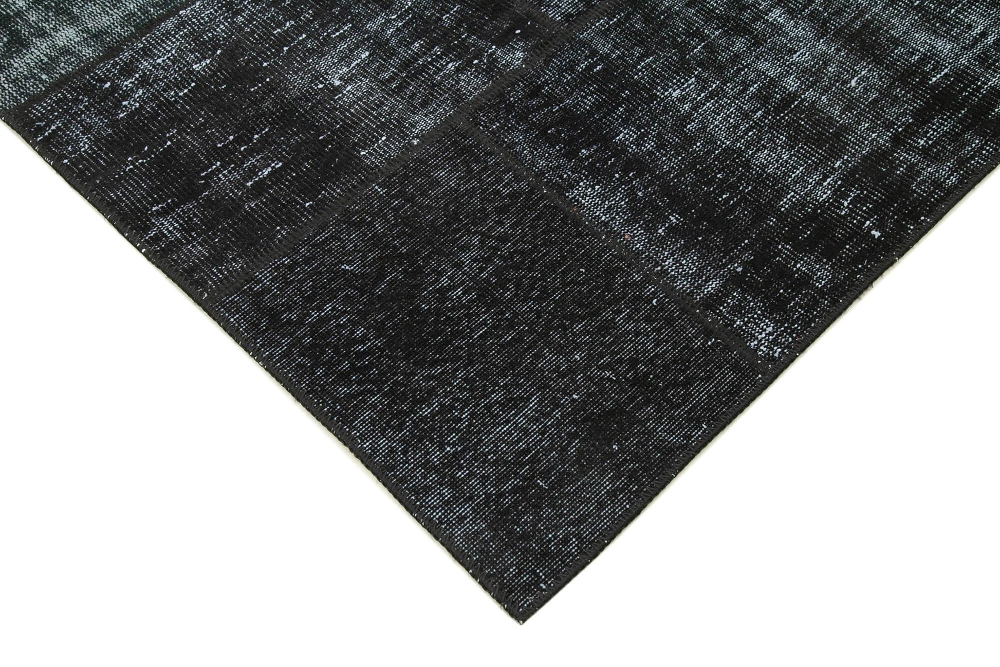 Kırk Yama Siyah Patchwork Pamuk Yün El Dokuma Halısı 192x300 Agacan
