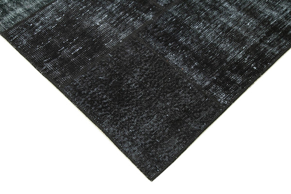Kırk Yama Siyah Patchwork Pamuk Yün El Dokuma Halısı 192x300 Agacan