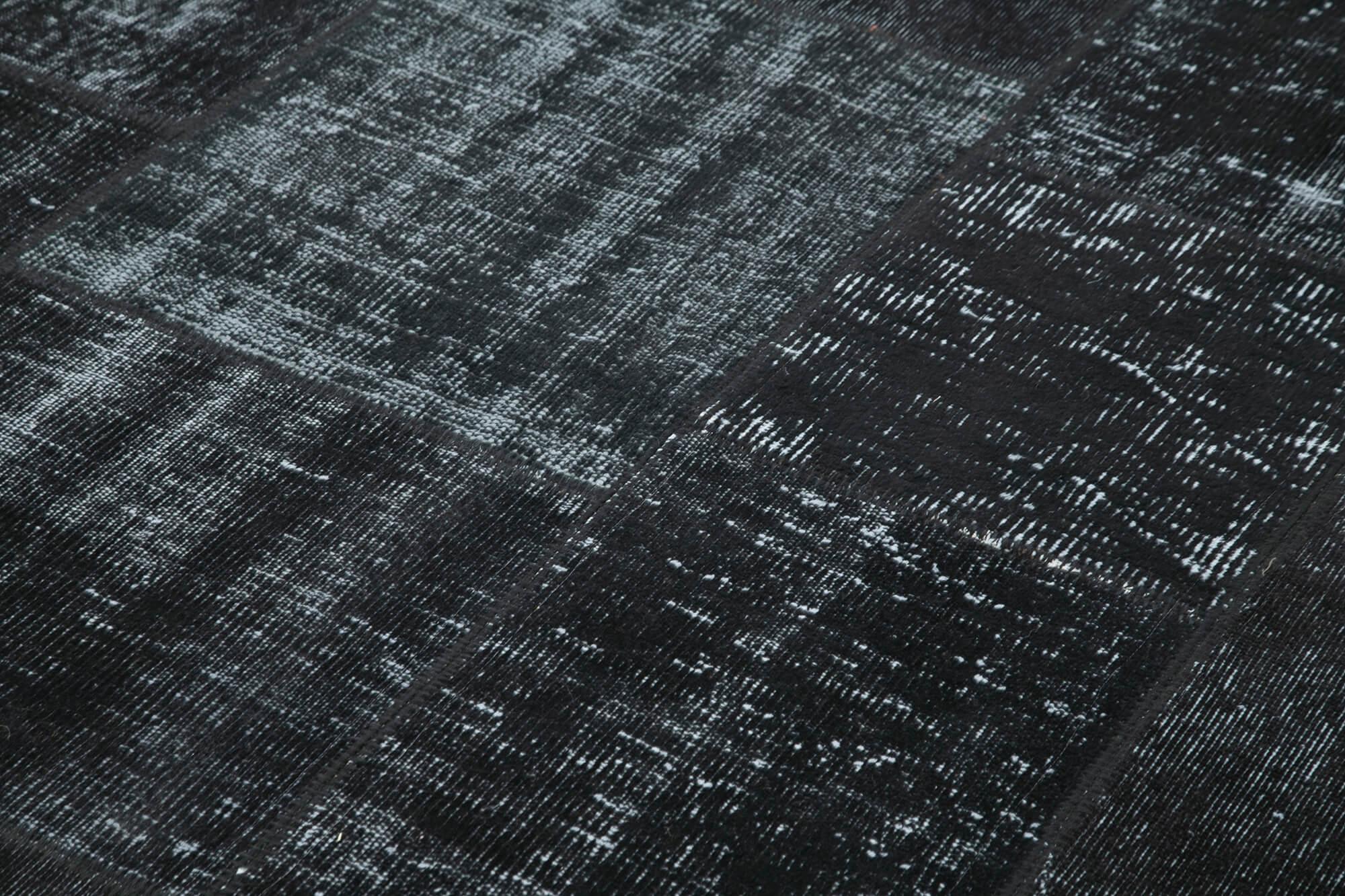 Kırk Yama Siyah Patchwork Pamuk Yün El Dokuma Halısı 192x300 Agacan