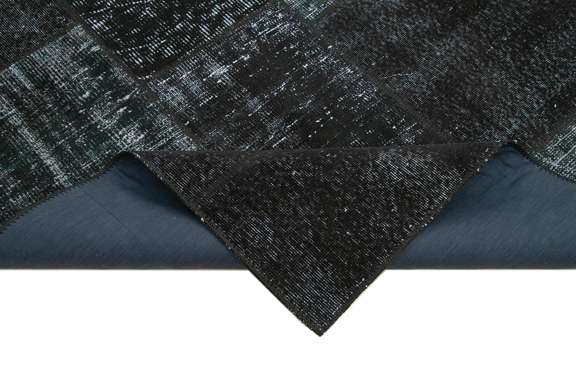 Kırk Yama Siyah Patchwork Pamuk Yün El Dokuma Halısı 192x300 Agacan