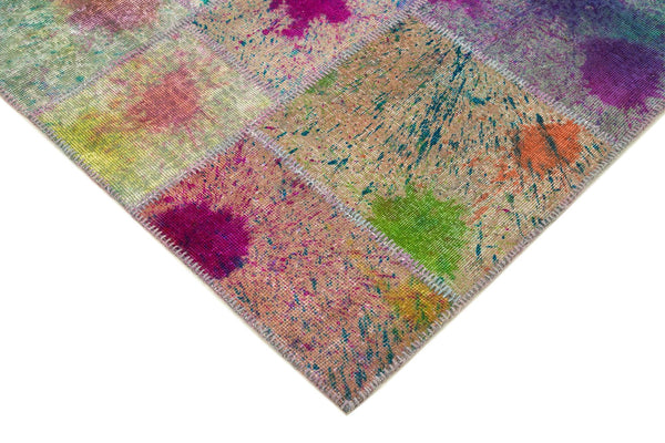 Kırk Yama Gri Patchwork Pamuk Yün El Dokuma Halısı 205x302 Agacan