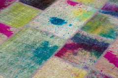 Kırk Yama Gri Patchwork Pamuk Yün El Dokuma Halısı 205x302 Agacan