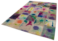 Kırk Yama Gri Patchwork Pamuk Yün El Dokuma Halısı 200x300 Agacan