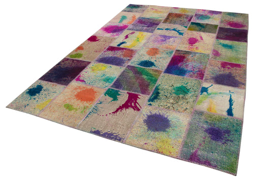 Kırk Yama Gri Patchwork Pamuk Yün El Dokuma Halısı 200x300 Agacan