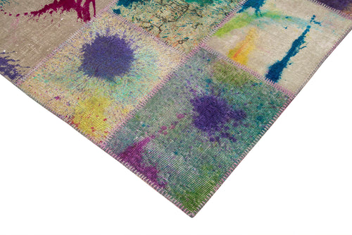 Kırk Yama Gri Patchwork Pamuk Yün El Dokuma Halısı 200x300 Agacan