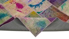 Kırk Yama Gri Patchwork Pamuk Yün El Dokuma Halısı 200x300 Agacan