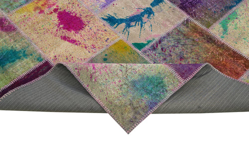 Kırk Yama Gri Patchwork Pamuk Yün El Dokuma Halısı 200x300 Agacan