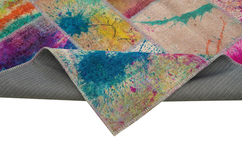 Kırk Yama Gri Patchwork Pamuk Yün El Dokuma Halısı 205x300 Agacan