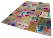 Kırk Yama Gri Patchwork Pamuk Yün El Dokuma Halısı 204x305 Agacan
