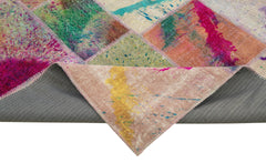 Kırk Yama Gri Patchwork Pamuk Yün El Dokuma Halısı 204x305 Agacan