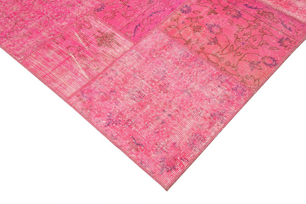 Kırk Yama Pembe Patchwork Pamuk Yün El Dokuma Halısı 200x300 Agacan