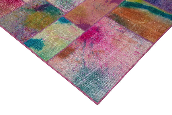 Kırk Yama Gri Patchwork Pamuk Yün El Dokuma Halısı 198x300 Agacan