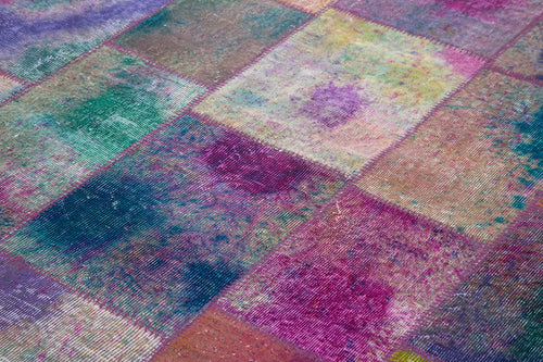 Kırk Yama Gri Patchwork Pamuk Yün El Dokuma Halısı 198x300 Agacan