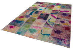Kırk Yama Gri Patchwork Pamuk Yün El Dokuma Halısı 206x302 Agacan