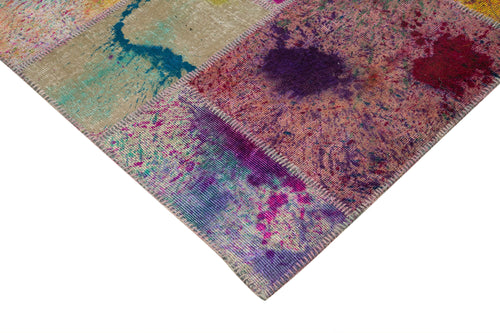 Kırk Yama Gri Patchwork Pamuk Yün El Dokuma Halısı 206x302 Agacan